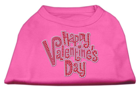 Happy Valentines Day Rhinestone Dog Shirt Bright Pink XS (8)