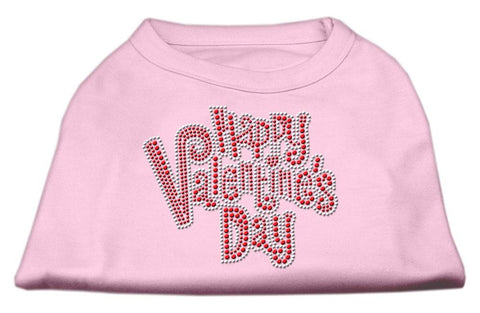 Happy Valentines Day Rhinestone Dog Shirt Light Pink XS (8)