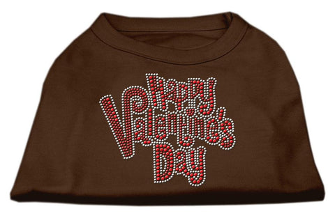 Happy Valentines Day Rhinestone Dog Shirt Brown XXL (18)