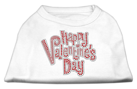 Happy Valentines Day Rhinestone Dog Shirt White XXXL (20)