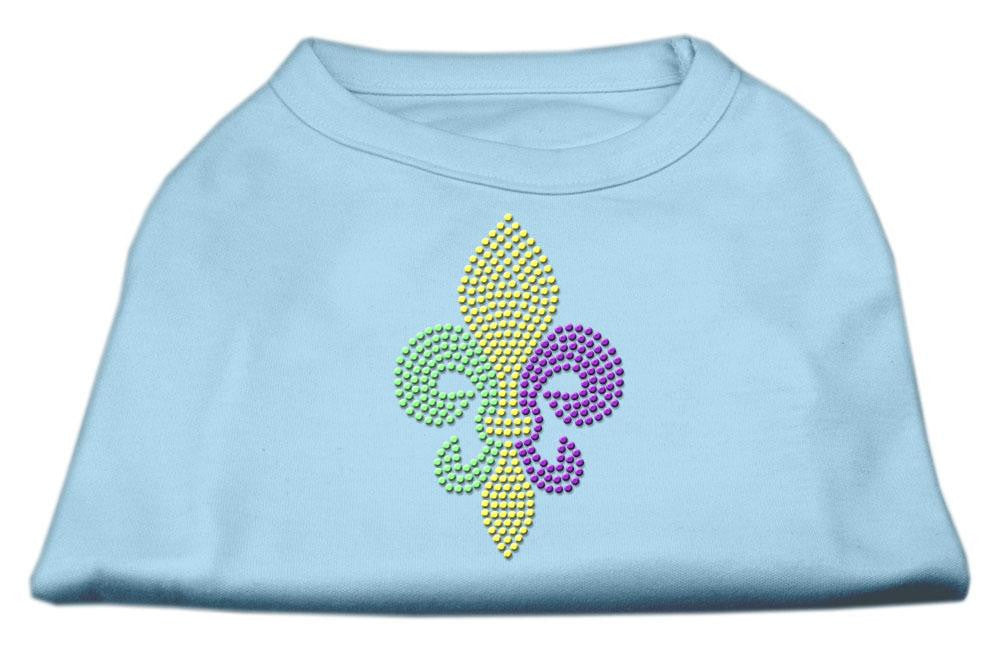 Mardi Gras Fleur De Lis Rhinestone Dog Shirt Baby Blue Lg (14)