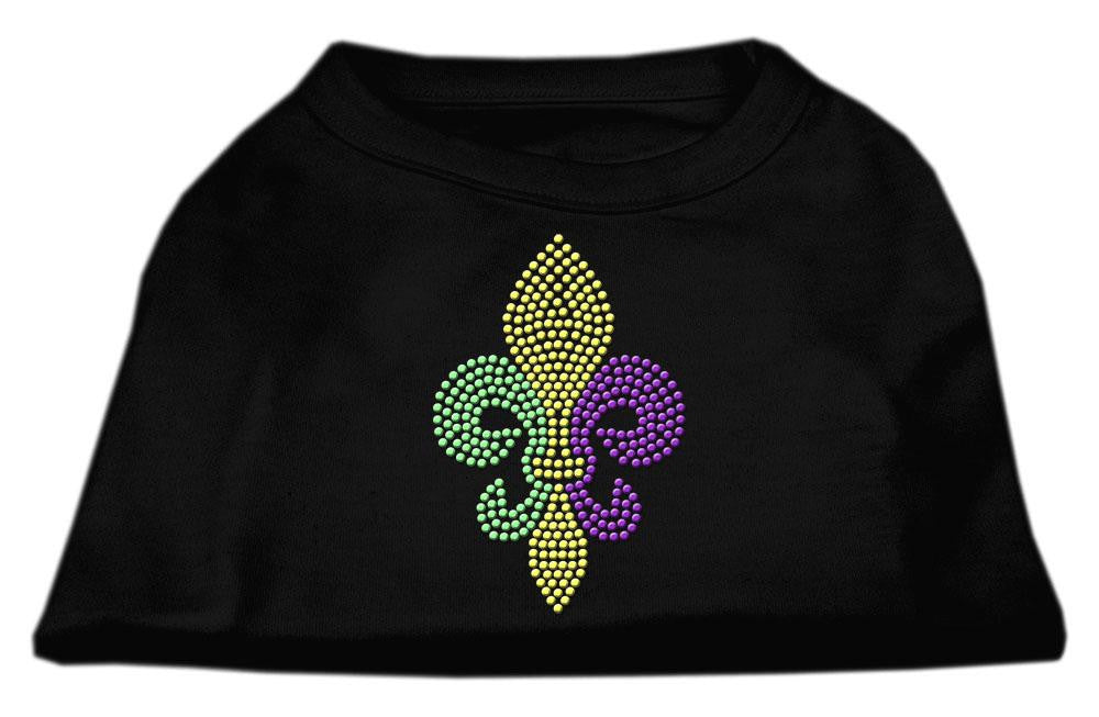 Mardi Gras Fleur De Lis Rhinestone Dog Shirt Black Lg (14)