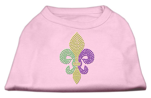 Mardi Gras Fleur De Lis Rhinestone Dog Shirt Light Pink Lg (14)