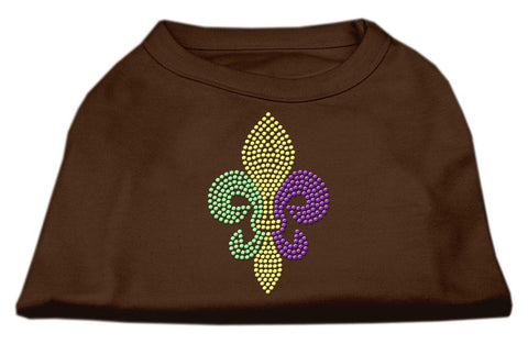 Mardi Gras Fleur De Lis Rhinestone Dog Shirt Brown Med (12)