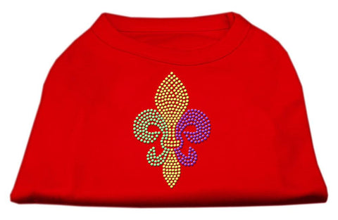 Mardi Gras Fleur De Lis Rhinestone Dog Shirt Red XL (16)