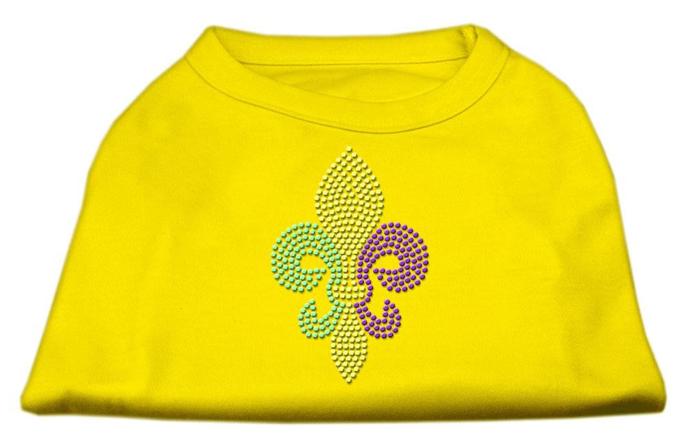 Mardi Gras Fleur De Lis Rhinestone Dog Shirt Yellow XS (8)