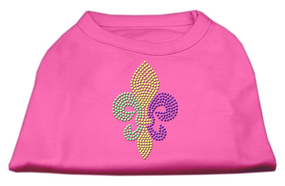 Mardi Gras Fleur De Lis Rhinestone Dog Shirt Bright Pink XXL (18)