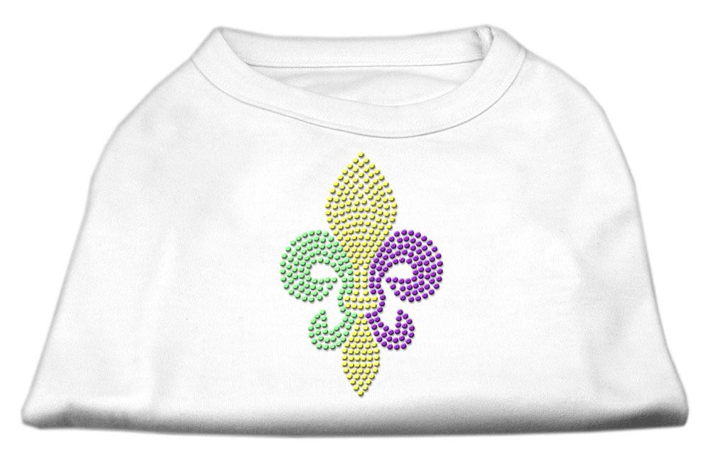 Mardi Gras Fleur De Lis Rhinestone Dog Shirt White XXL (18)