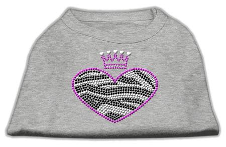 Zebra Heart Rhinestone Dog Shirt Grey Lg (14)