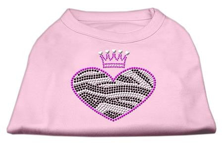 Zebra Heart Rhinestone Dog Shirt Light Pink Sm (10)