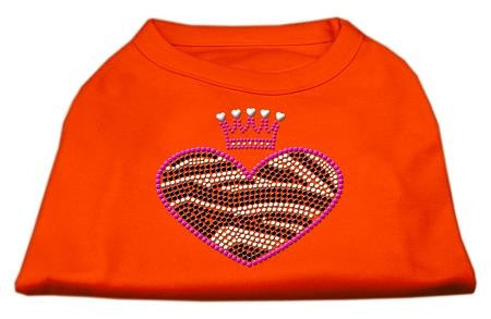 Zebra Heart Rhinestone Dog Shirt Orange Sm (10)