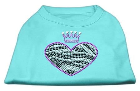 Zebra Heart Rhinestone Dog Shirt Aqua XL (16)