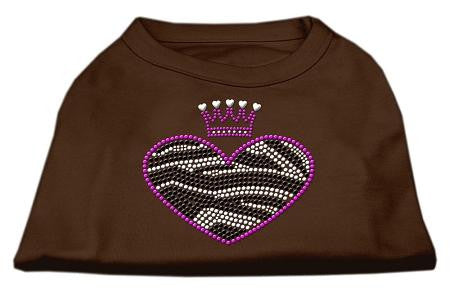 Zebra Heart Rhinestone Dog Shirt Brown XL (16)