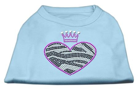 Zebra Heart Rhinestone Dog Shirt Baby Blue XS (8)