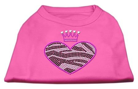 Zebra Heart Rhinestone Dog Shirt Bright Pink XS (8)