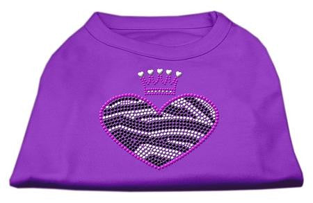 Zebra Heart Rhinestone Dog Shirt Purple XS (8)