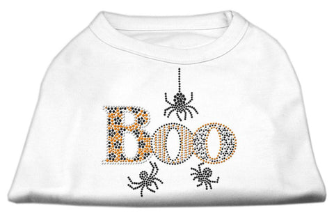 Boo Rhinestone Dog Shirt White XS (8)