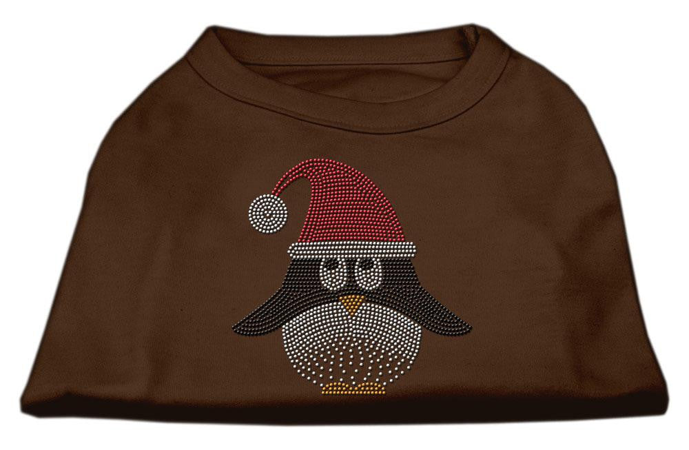 Santa Penguin Rhinestone Dog Shirt Brown Lg (14)