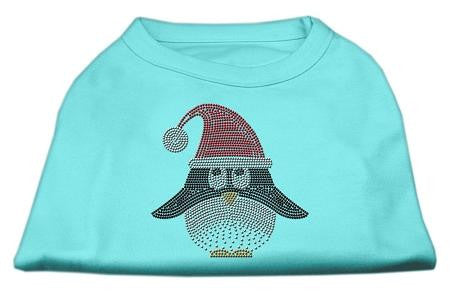 Santa Penguin Rhinestone Dog Shirt Aqua Med (12)