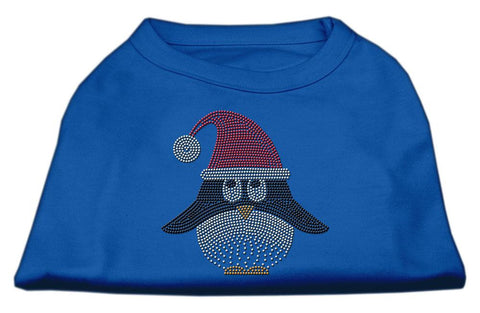 Santa Penguin Rhinestone Dog Shirt Blue XS (8)