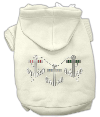 Rhinestone Anchors Hoodies Cream XS (8)