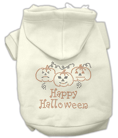 Happy Halloween Rhinestone Hoodies Cream XL (16)