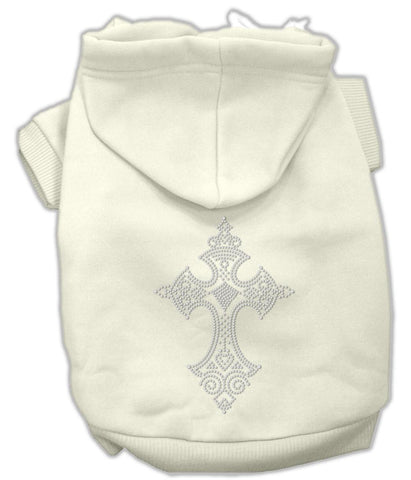 Rhinestone Cross Hoodies Cream XS (8)