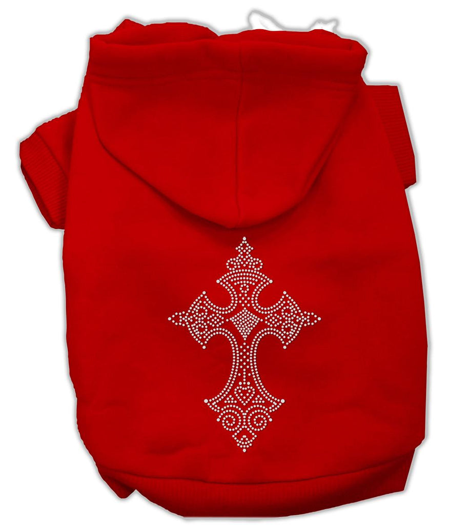 Rhinestone Cross Hoodies Red XS (8)