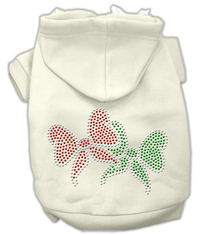 Christmas Bows Rhinestone Hoodie Cream XXL (18)