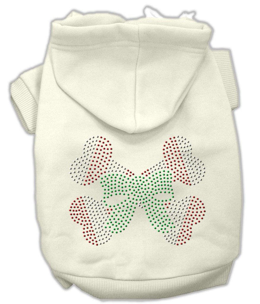 Candy Cane Crossbones Rhinestone Hoodie Cream XS (8)