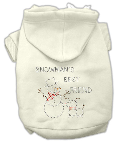 Snowman's Best Friend Rhinestone Hoodie Cream XL (16)