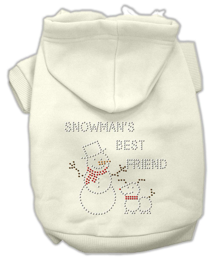 Snowman's Best Friend Rhinestone Hoodie Cream XS (8)