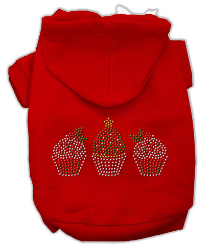 Christmas Cupcakes Rhinestone Hoodie Red L (14)