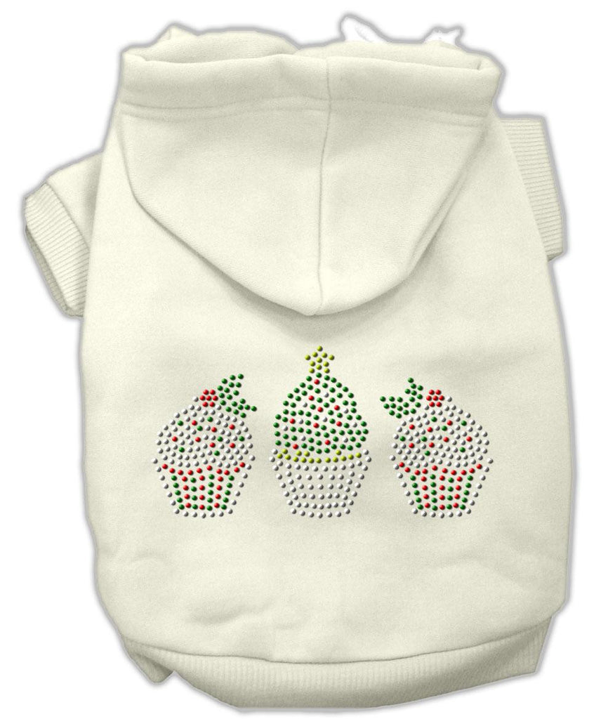 Christmas Cupcakes Rhinestone Hoodie Cream XS (8)