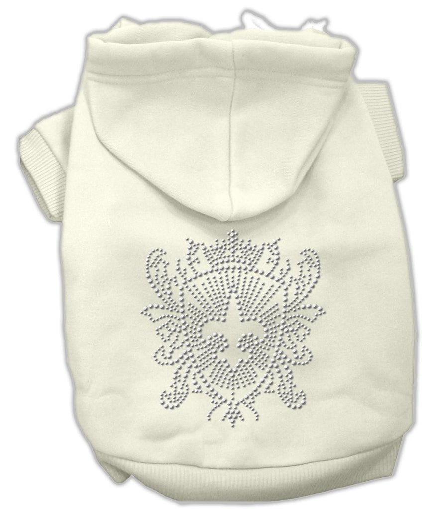 Rhinestone Fleur De Lis Shield Hoodies Cream XXXL(20)