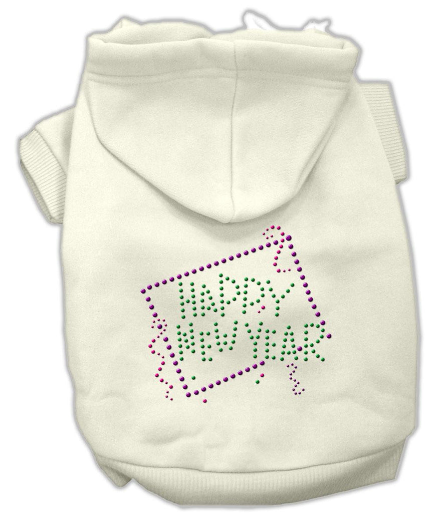 Happy New Year Rhinestone Hoodies Cream XXL (18)