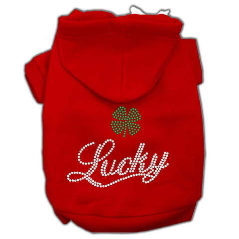 Lucky Rhinestone Hoodies Red S (10)