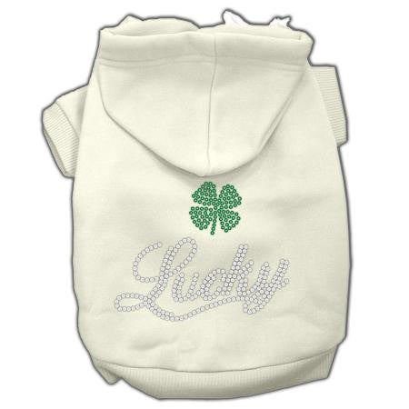 Lucky Rhinestone Hoodies Cream XS (8)