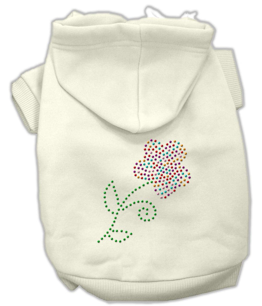 Multi-Colored Flower Rhinestone Hoodie Cream XXXL(20)