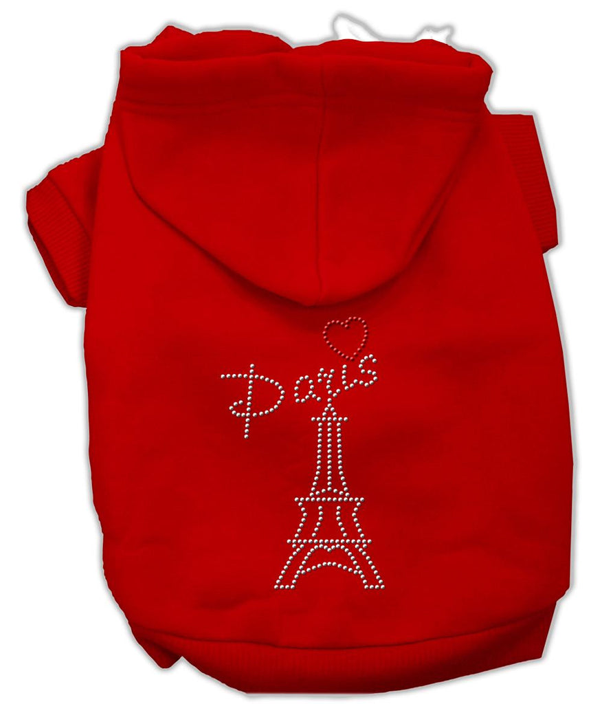 Paris Rhinestone Hoodies Red XS (8)