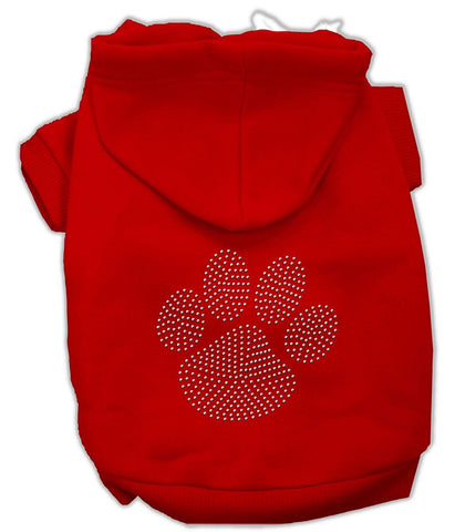 Clear Rhinestone Paw Hoodies Red L (14)