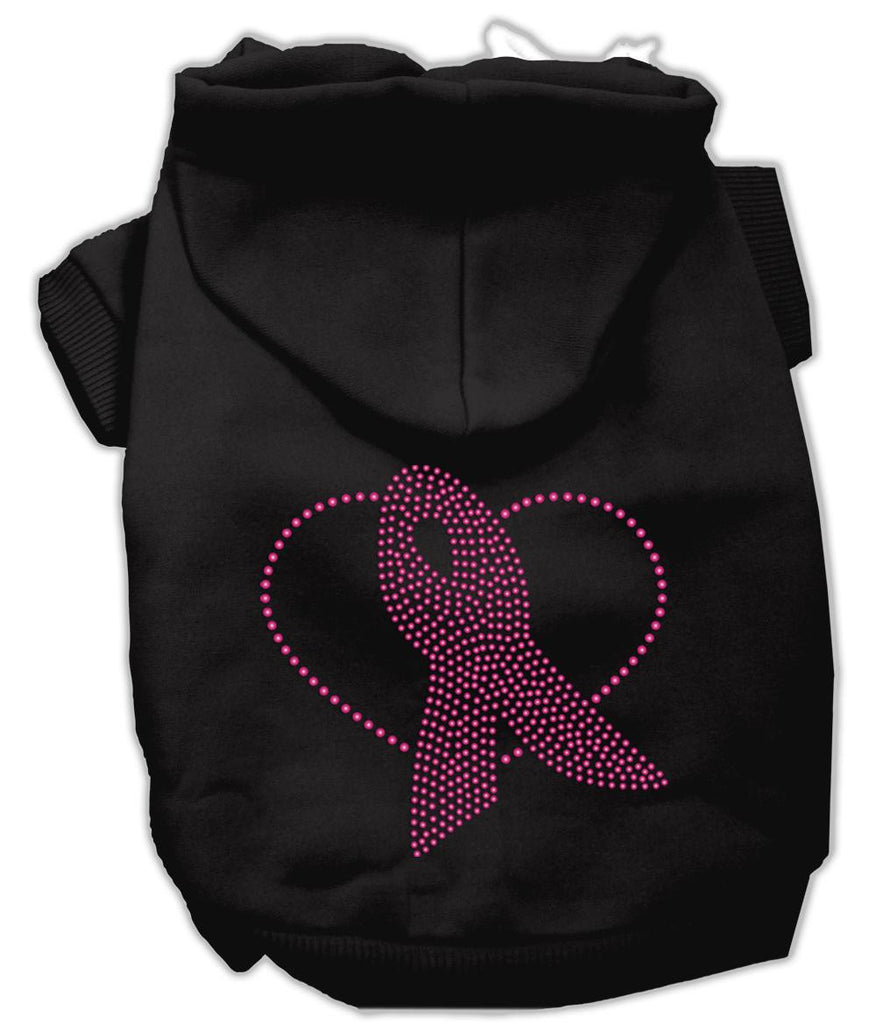 Pink Ribbon Rhinestone Hoodies Black S (10)