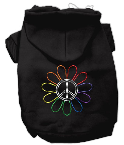 Rhinestone Rainbow Flower Peace Sign Hoodie Black M (12)