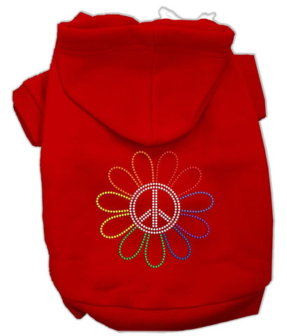 Rhinestone Rainbow Flower Peace Sign Hoodie Red S (10)