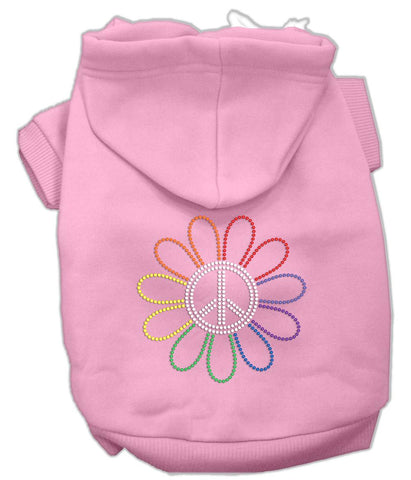 Rhinestone Rainbow Flower Peace Sign Hoodie Pink XL (16)