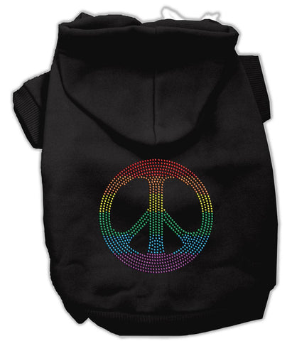 Rhinestone Rainbow Peace Sign Hoodies Black XS (8)