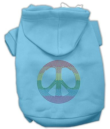 Rhinestone Rainbow Peace Sign Hoodies Baby Blue XXL (18)