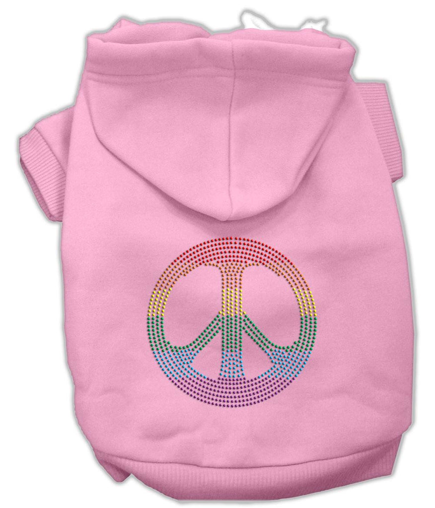 Rhinestone Rainbow Peace Sign Hoodies Pink XXL (18)