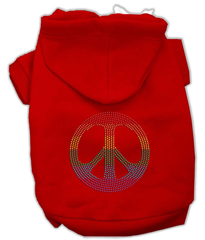 Rhinestone Rainbow Peace Sign Hoodies Red XXL (18)