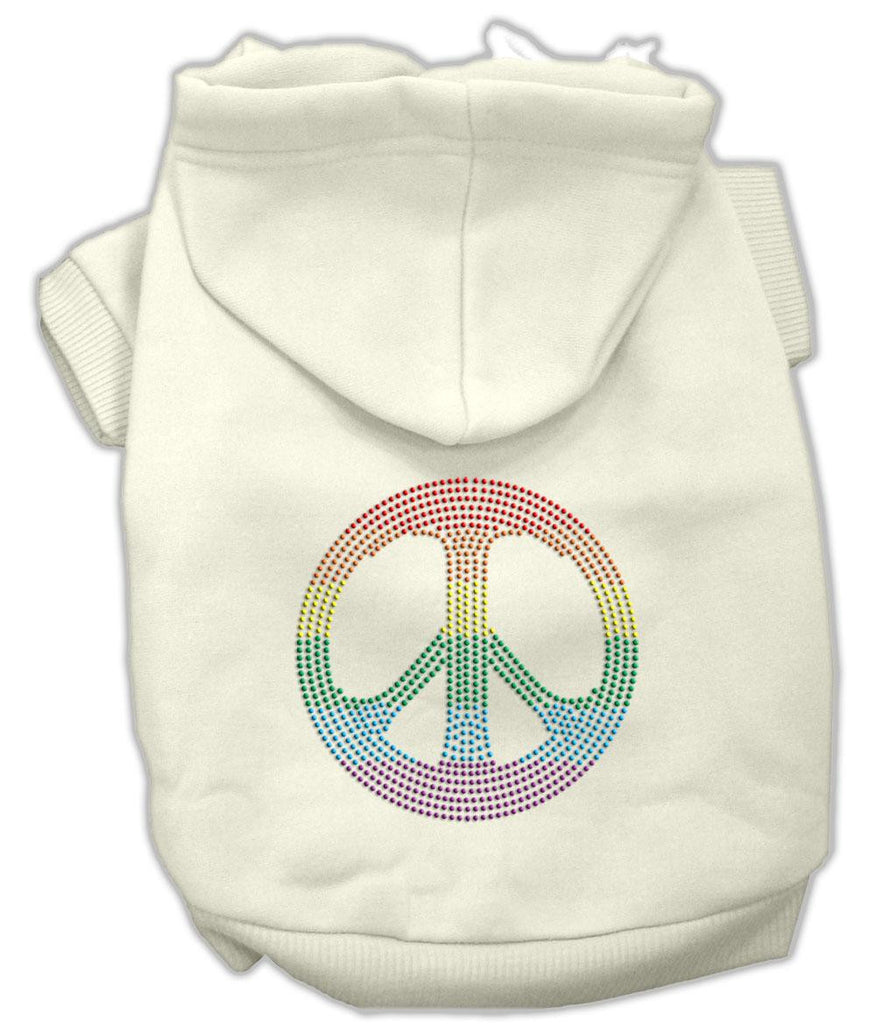 Rhinestone Rainbow Peace Sign Hoodies Cream XXXL(20)